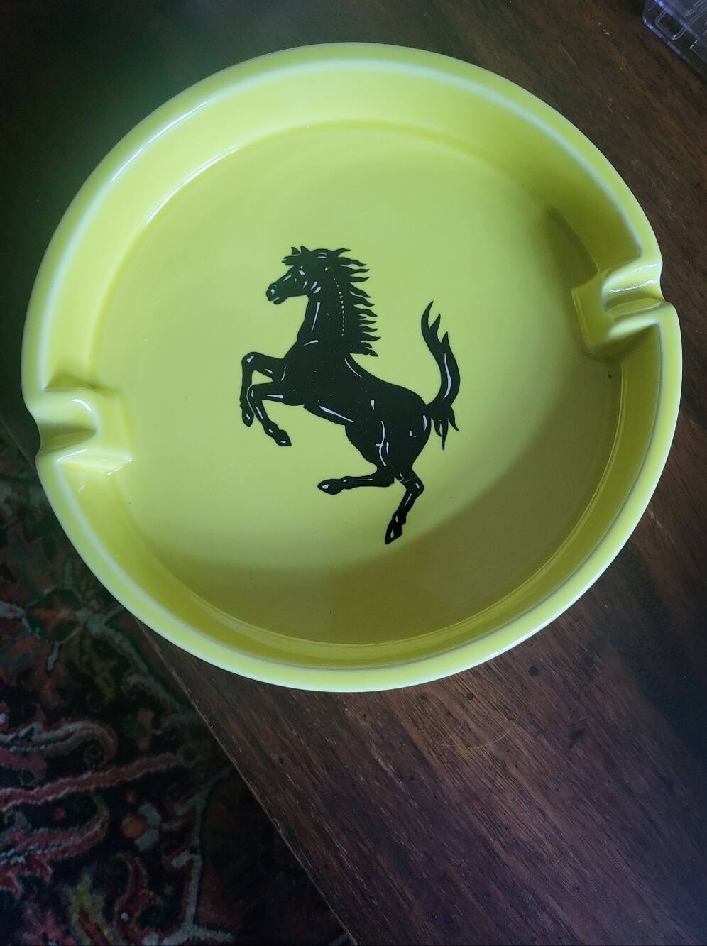 Ferrari Yellow Ashtray with Black Prancing Horse In Box